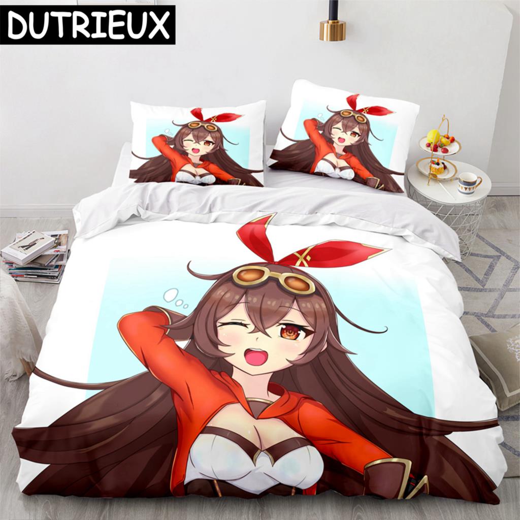 Genshin Impact 3D Anime Pościel Wygodna Poszewka na Kołdrę Rozmiar Jednoosobowy Pełny Queen King Poszewka na Poduszkę Do Poszewki na Kołdrę Poszewka na Kołdrę
