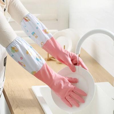 Dayanıklı Mutfak Bulaşık Eldivenleri Su Geçirmez Ev İşleri Eldivenleri Uzun Manşetli İpli Eldivenler Ev Temizlik Aletleri