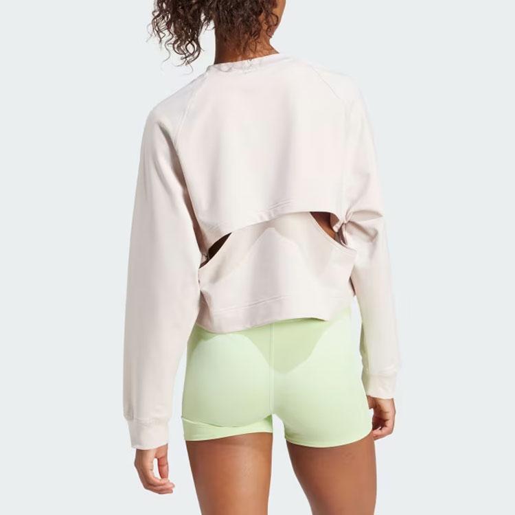 Adidas Solid Color Logo Graphic Loose Breathable Short Sleeve Round Neck Long Sleeve Raglan T-Shirt Women Tops Light-Gray IT9199