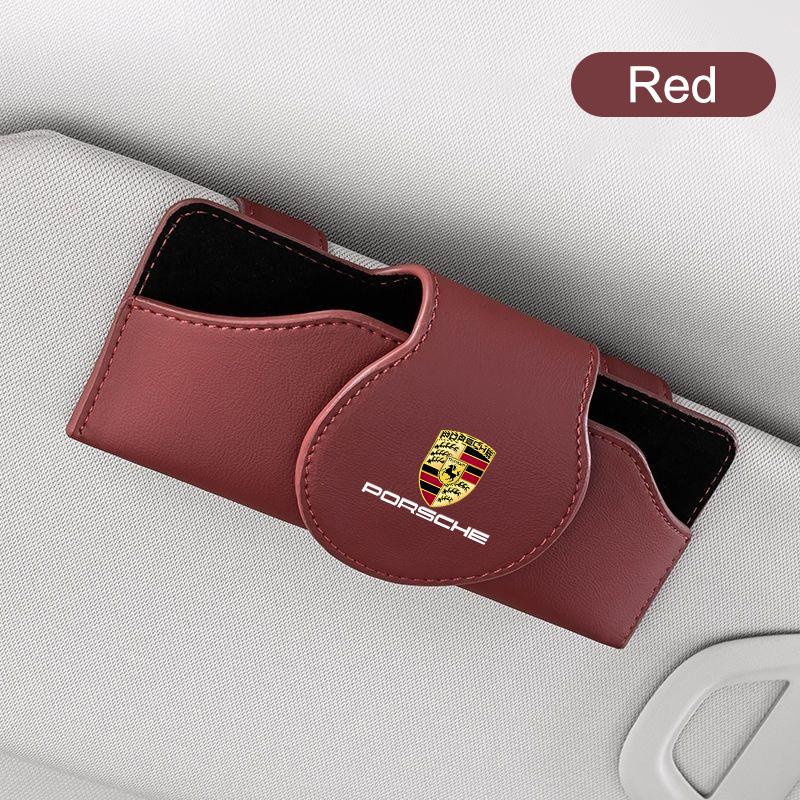 Car Sun Visor Glasses Clip Multifunctional Case Glasses Holder For Porsche 911 Cayenne Panamera Macan Boxster Carrera-GT 928 944