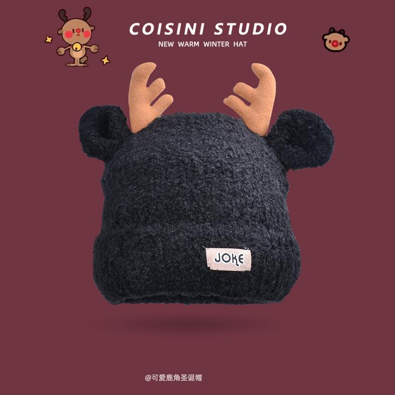 9873 Winter Christmas antlers knitted wool hat versatile hat female cute warm pullover tide
