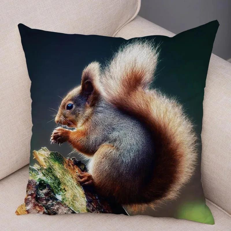 Cute Squirrel Cushion Cover Pillowcase Pillow Covers Home Decor Pet Animal Pillows Case Super Soft Polyester Pillows Covers