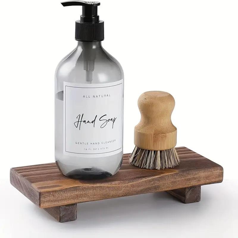 Hot Sale Rustic Bathroom Wooden Tray for Decor Display Wooden Pedestal Stand Bathroom Soap Tray Kitchen Counter Decor темно-коричневого