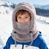 3 in 1 Kids Face Guard Warm Windproof Furry Ski Guard Hat Hooded Scarf Neck