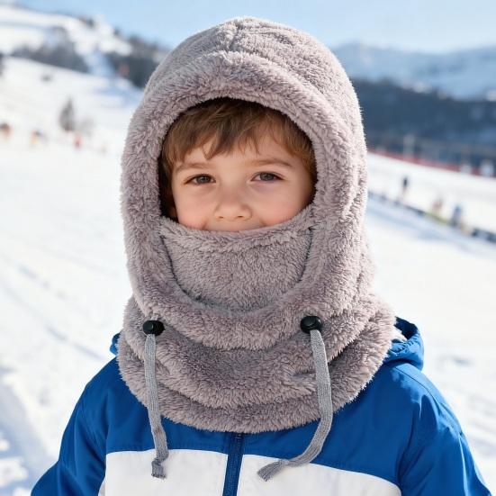 3 in 1 Kinder Gesichtsschutz Warm Winddicht Felliger Ski-Schutz Mütze Kapuzenschal Hals