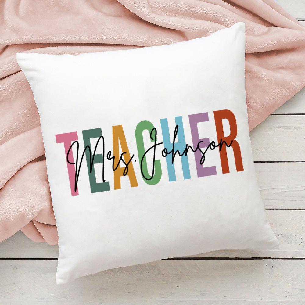 Personalised Pillow Case Custom Name Cushion Cover Teacher Life Decortion Pillowcase Theacher's Day Thanks Gifts for Teachers