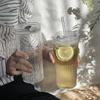 2/4 ks 600ml skleněné nádobí s víčkem a brčkem na pití, koktejlové pivo, ledový kávový hrnek, džus, čaj, hrnek na vodu