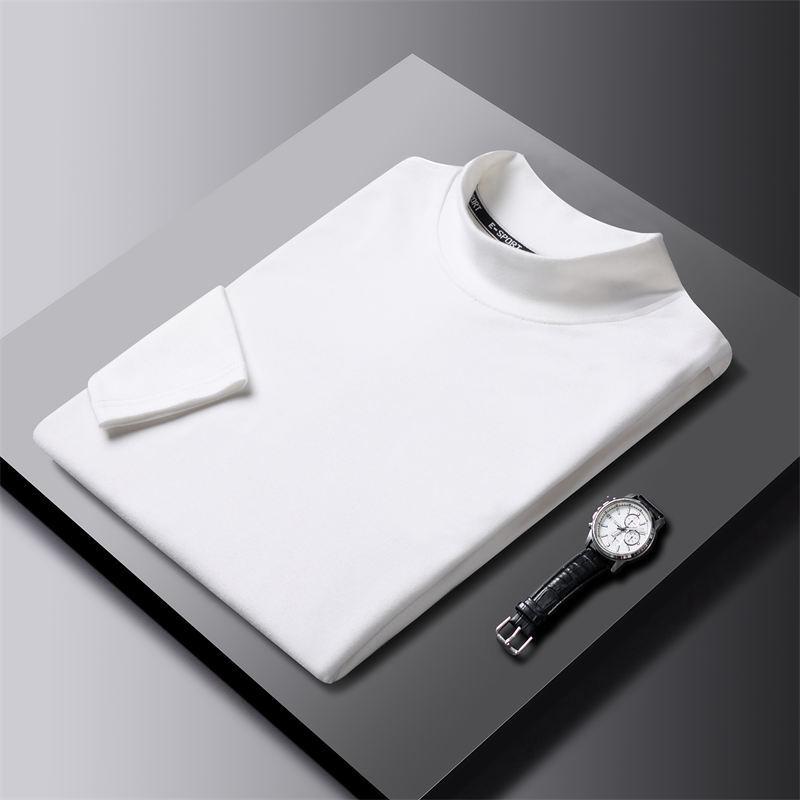 Double-sided Velvet Inner Layer Autumn Warm German Velvet Base Layer Half Turtle Collar Solid Color Close-fitting Base Layer for Men