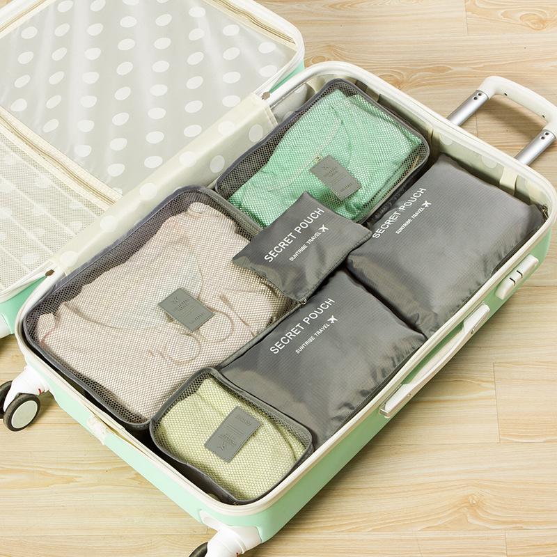 6-piece Large Size Travel Organizer Portable Suitcase Organizer Clothes Shoes Makeup Bag Luggage Organizer Travel Storage Bag