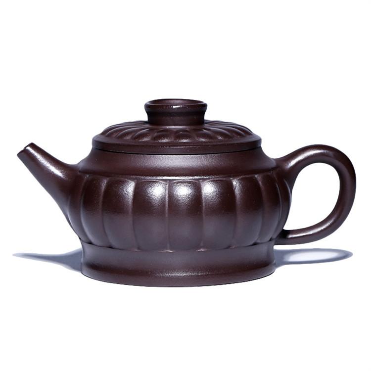 

240ml Authentic Yixing Purple Clay Teapots Handmade Rib Giant Wheel Pot Raw Ore Purple Mud Kettle Chinese Zisha Tea Set Craft