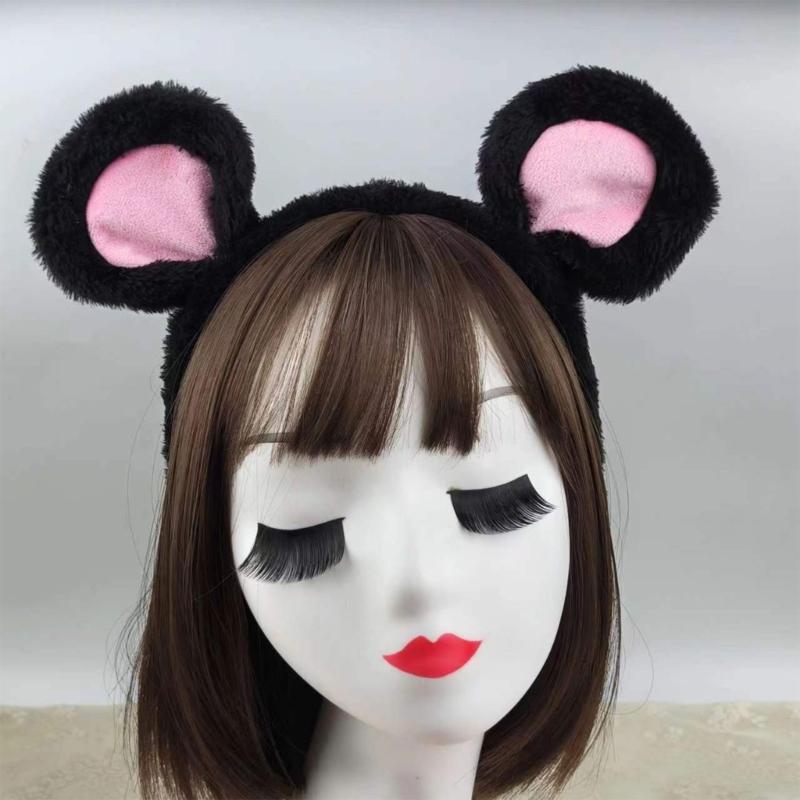 Halloween Mouse Cosplay Costume Set Mouse Ear Headband Tail Bowtie and Nose Animal Dress Up Costume for Kid Cosplay