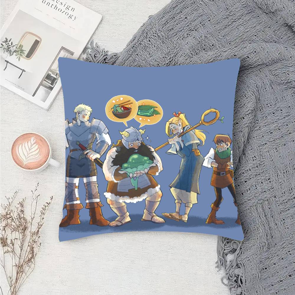 DDelicious In DDungeon Cartoon Animation Pillow Case Fashion Square Pillowcase Bedroom Sofa Room Ins Decoration Leisure