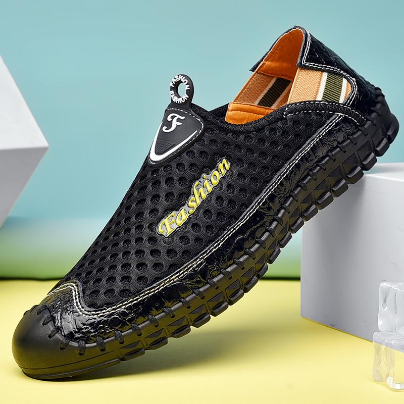 

Большие размеры 38-47 кроссовки для бега из натуральной кожи, сетчатые полые кроссовки для мужчин, походная мужская обувь, бесплатная доставка 47 чёрный