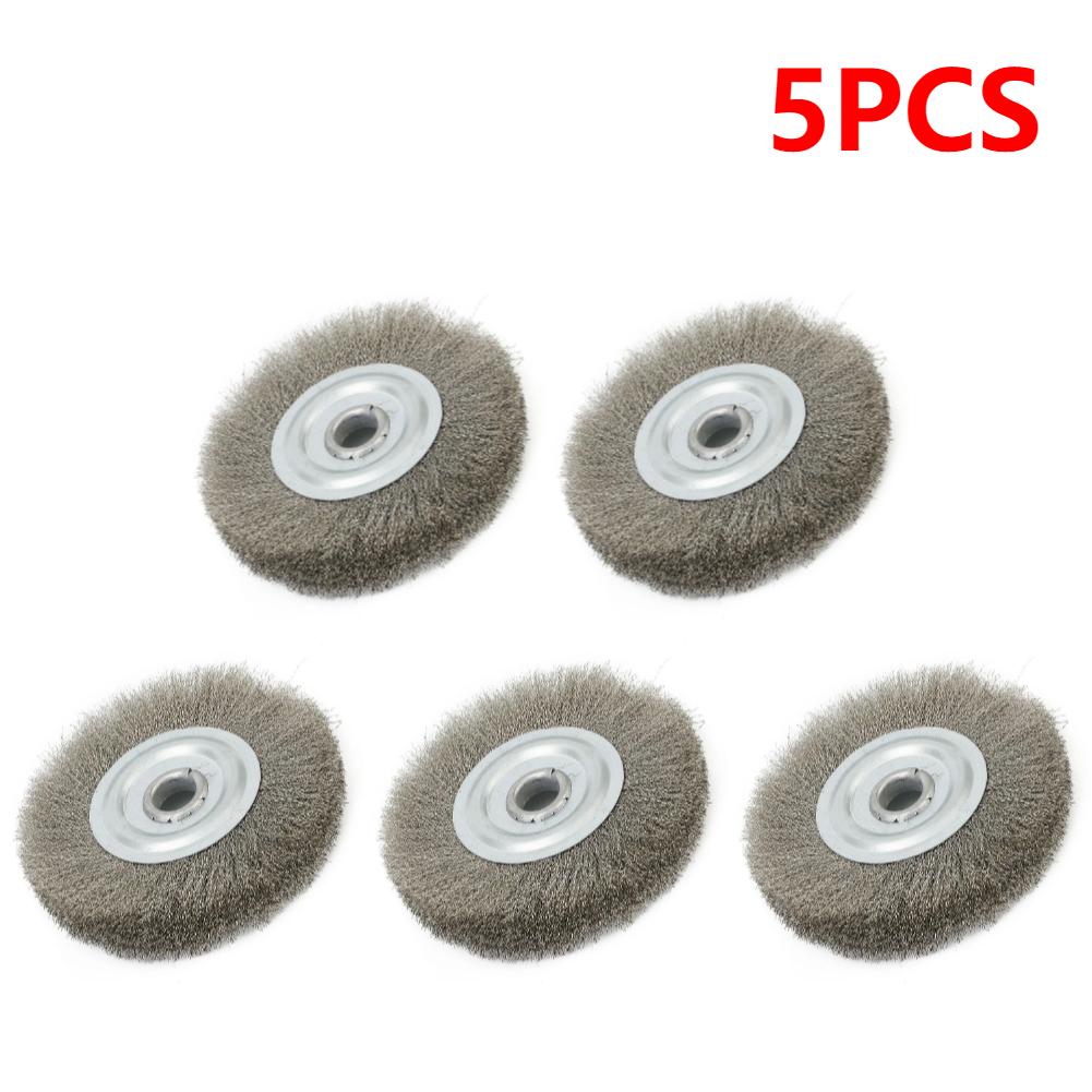 Wire Wheel Brush 5inch Crimped Stainless Steel Wheel Brush Bench Grinder Abrasive Tool 16mm Hole Drill Brush Polishing Tools