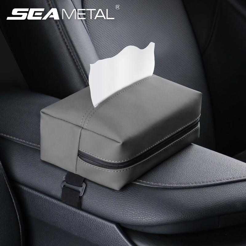 

Автомобильный солнцезащитный козырек SEAMETAL, коробка для салфеток из искусственной кожи, автомобильный мешок для салфеток, бумажная салфетка, автомобильный чехол для хранения