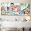Scandinavian vintage tourist city poster Paris Lisbon Japan landscape art canvas painting gift for housewarming wall panels home decor