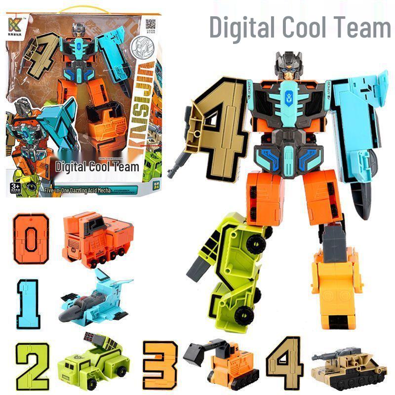 Large Transforming Robot Number Set for Kids: Numbers 0-9