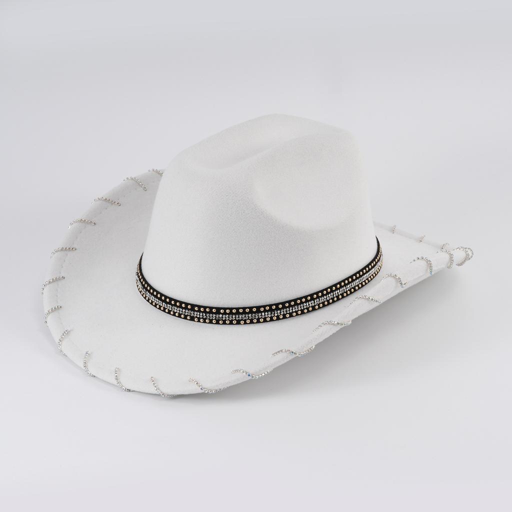 New Western Cowboy Hat Men's and Women's Metal Chain Decorative Ethnic Style Outdoor Jazz Hat Top Hat