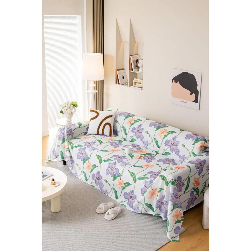 Ice Silk Sofa Cover Throw Blankets Living Room Couple Position  Summer Camping Picnic Flower Blanket Cover Sense of Ice