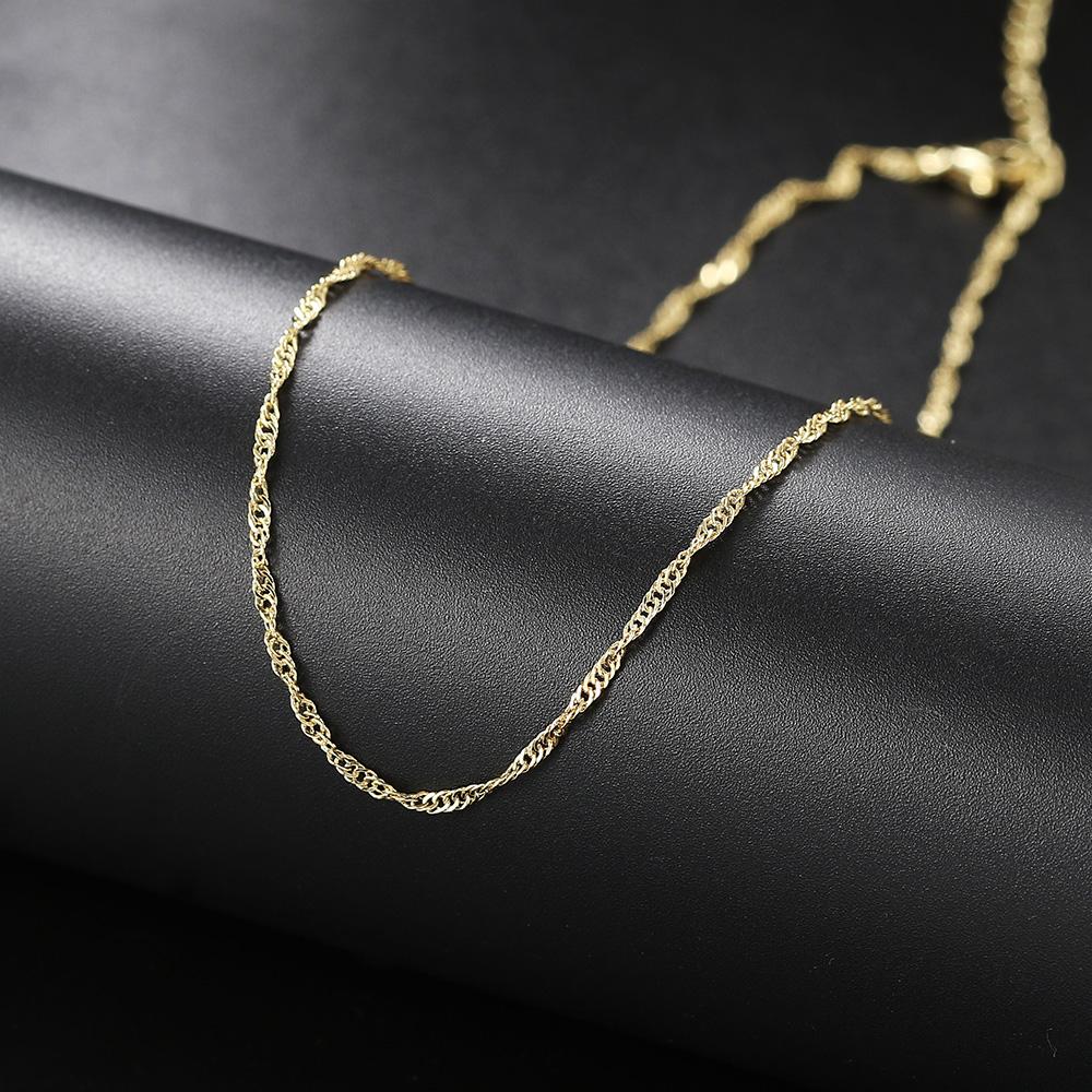 Simple Chain Necklace for Women Gold Water-wave Snake Box Chain Clavicle Choker Jewelry on The Neck C002