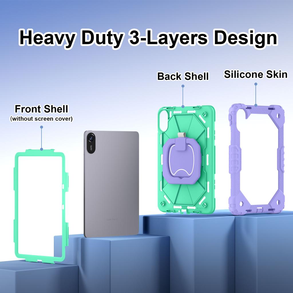 Hybrid Stand Case for Xiaomi Redmi Pad 2 2025 11.0 Inch 25040RP0AG 25040RP0AI 360 Rotating Handle Grip Cover with Shoulder Strap