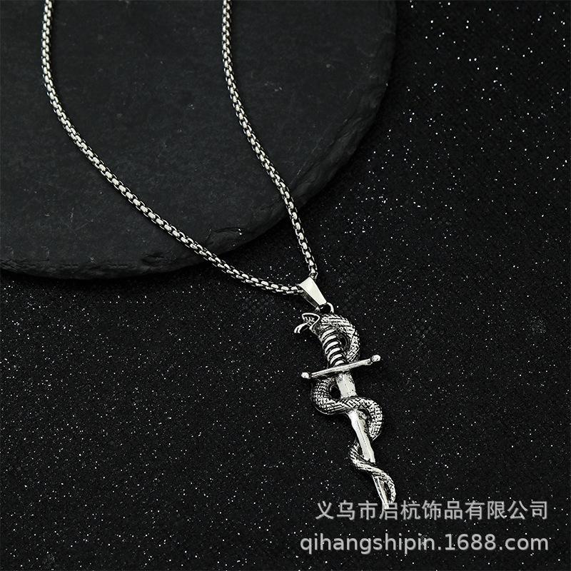

Ожерелье «Змея вокруг меча» Ретро Тренд Панк Мужская Цепочка для свитера Ювелирные аксессуары