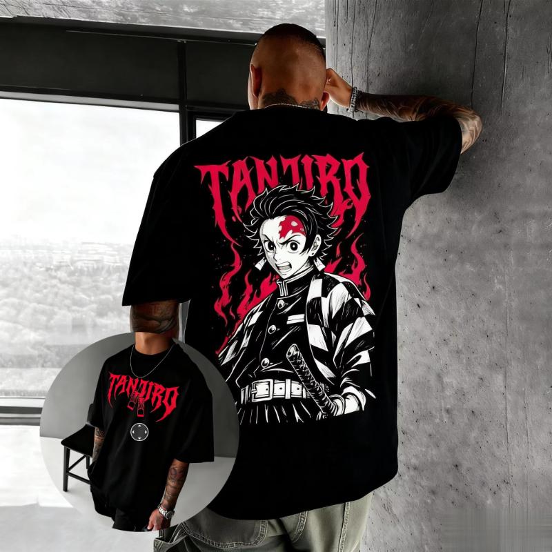 Oversized Vintage Demon Slayer Anime T Shirt Men Women Short Sleeve Tee Graphic Print Streetwear Casual Tops Summer Fashion Y2k