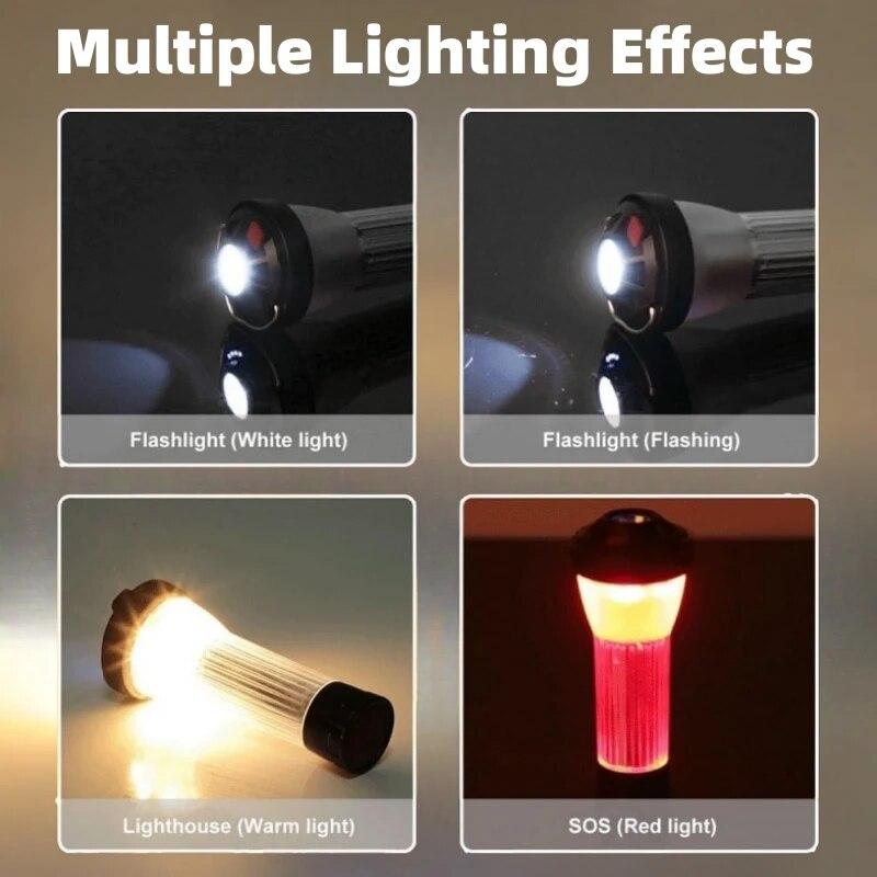 Rechargeable Camping Lamp 3 Light Sources 4 Gears Flashlight Ip45 Waterproof Tripod Magnetic Base Emergency