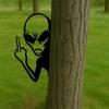 Yousheng Metal Alien Sign Peeping Around Alien Silhouette Sign Garden Decor Flip-off Alien Decoration for Outdoor Yard Tree Fence Post