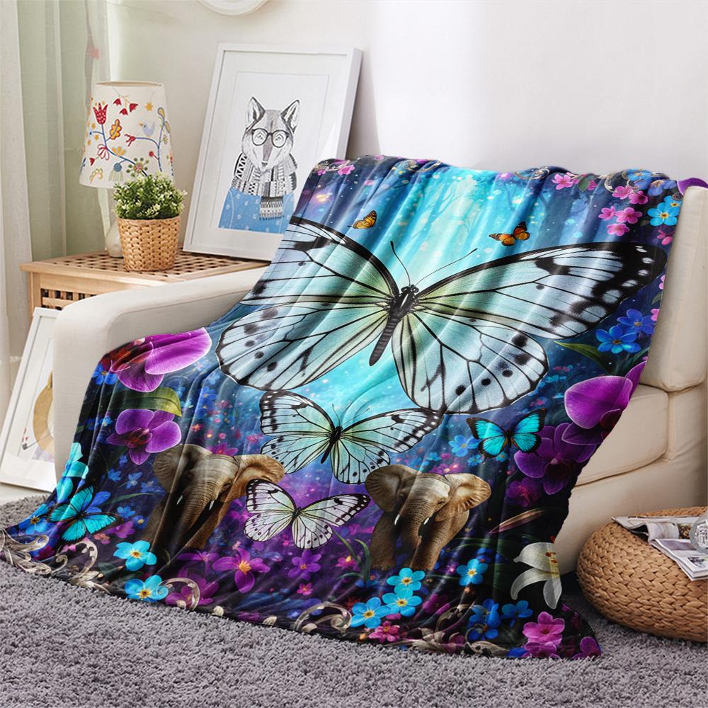 1 Stück 3D-Schmetterlingsdruck Flanelldecke, Hohe Qualität für alle Jahreszeiten, Heimdekoration, Wärme und Komfort, Perfekt für Weihnachtsgeschenke