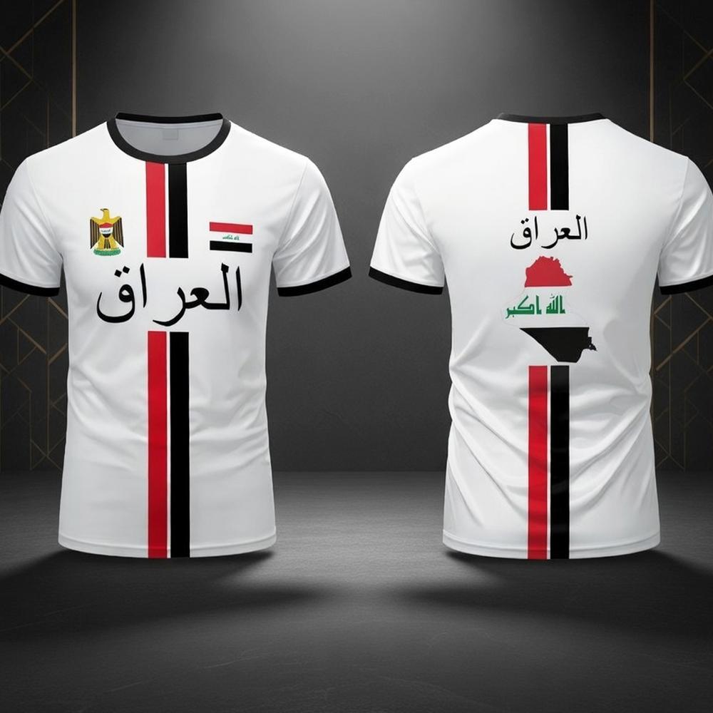 New Iraqi Flag Printed Summer 3D Printed Children's Outfit Football Jersey T-shirt Loose and Comfortable Suitable for Daily Wear