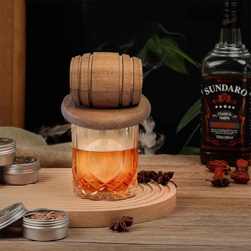 New Cocktail Smoker Kit Six Wood Chips and Two Ice Cubes Old Fashioned Smoker Kit Bar Whiskey Smoker Kit