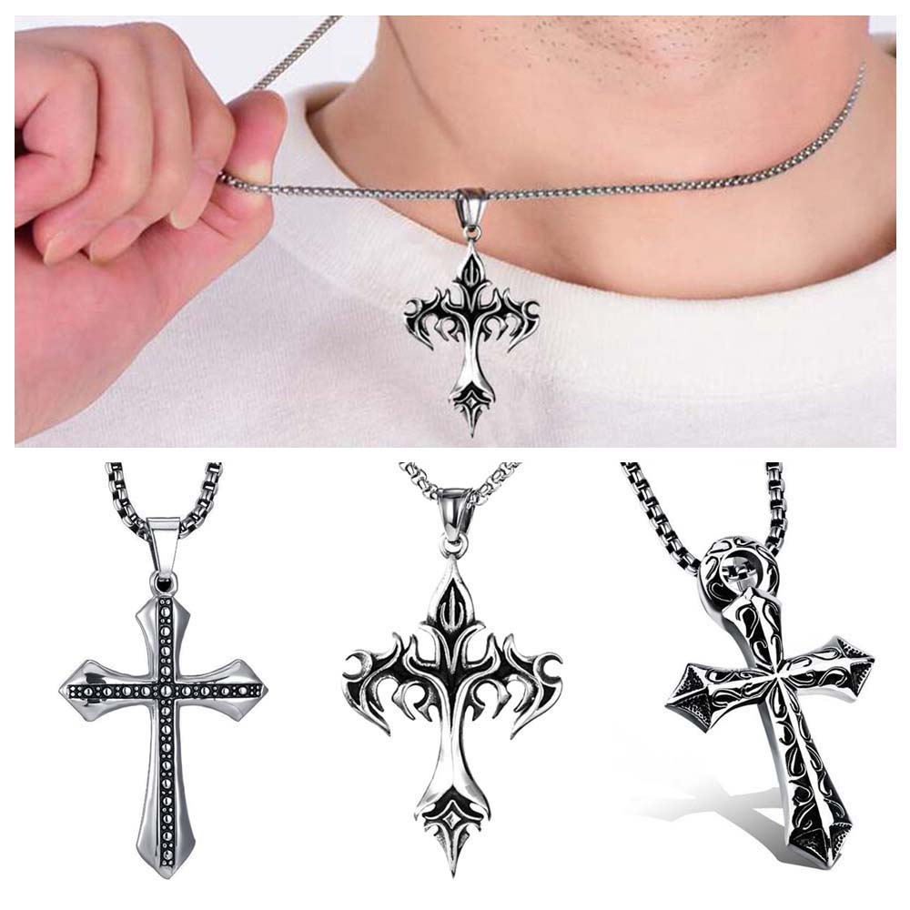 Stainless Steel Cross Clavicle Chains Clothing Accessories Cross Choker Pendant  Unisex