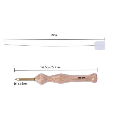 1Set 5mm Knitting Embroidery Pen Wooden Handle Weaving Multi Purpose Punch Needle Threader Set DIY Tool Sewing Accessories