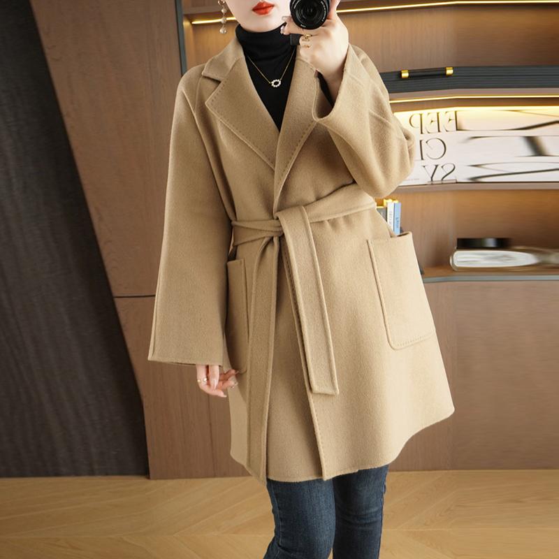 

Женское пальто из 100% шерсти TIDENOVEL Осеннее шерстяное длинное пальто Ручной работы Пальто-бушлат Зимняя теплая шерстяная длинная куртка Пальто S хаки