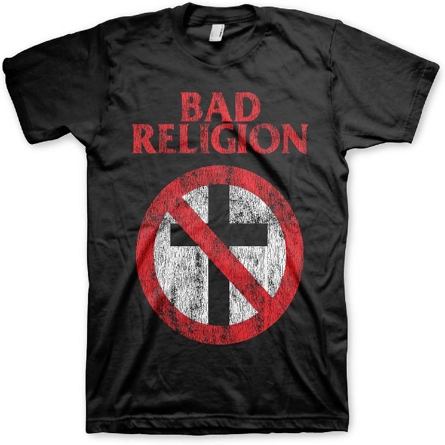Bad Religion Men s Distressed Cross Buster T-Shirt Black _ Officially Licensed Merchandise S