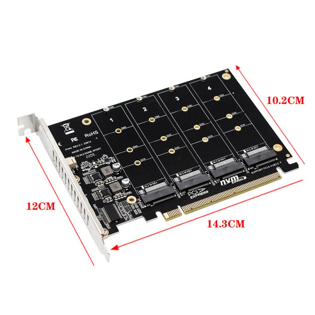 4 Port M.2 NVME SSD To PCIE X16 Adapter Converter Card 4x32Gbps PCIE RAID Support 2230/2260/2280 Host Controller Expansion Card