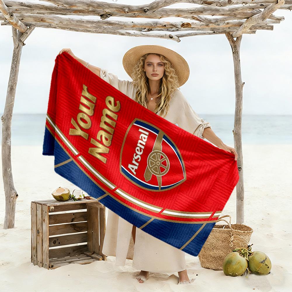 Arsenal F.c. Personalized Name Beach Towel Soft Durable Quick-Dry