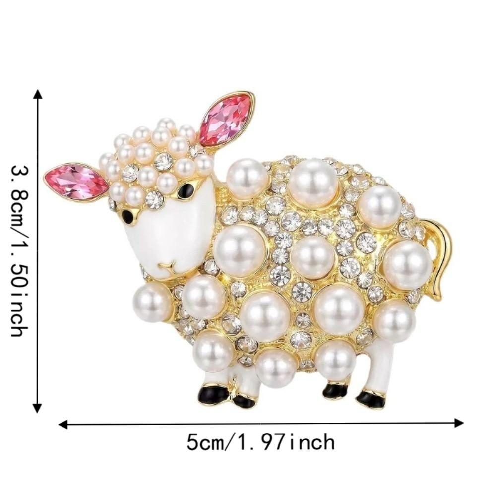 Versatile Sheep Brooches Lovely Animal Rhinestone Pin Unique Imitation Pearl Brooches New Year