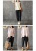 Women's Summer Washed Cotton Cropped Harem Pants, Solid Color, Loose Fit, Elastic Waist, Slimming, Versatile Style