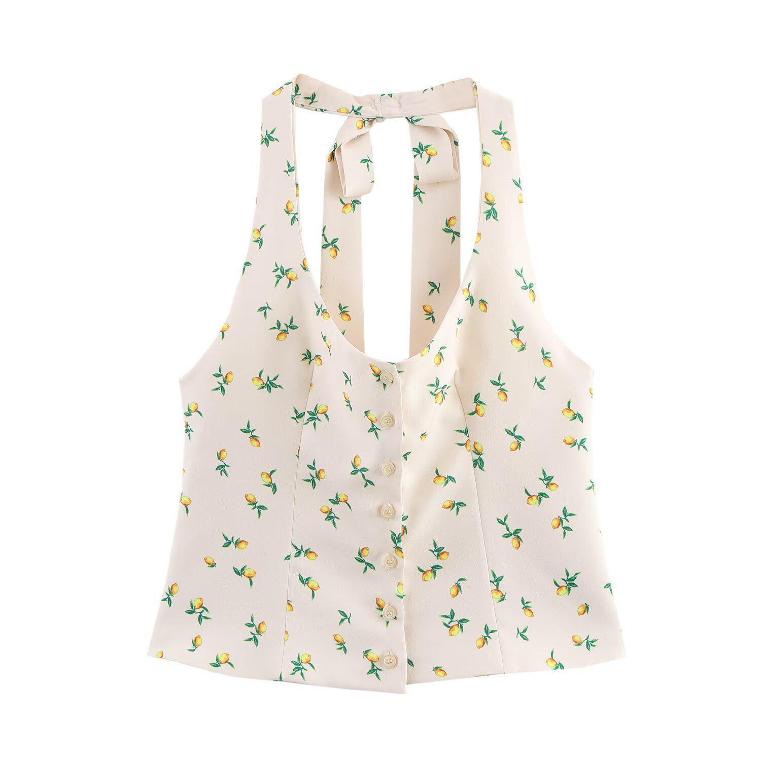 

Spring 2025 European & American Women s Halter Print Top + Skirt Set Medium