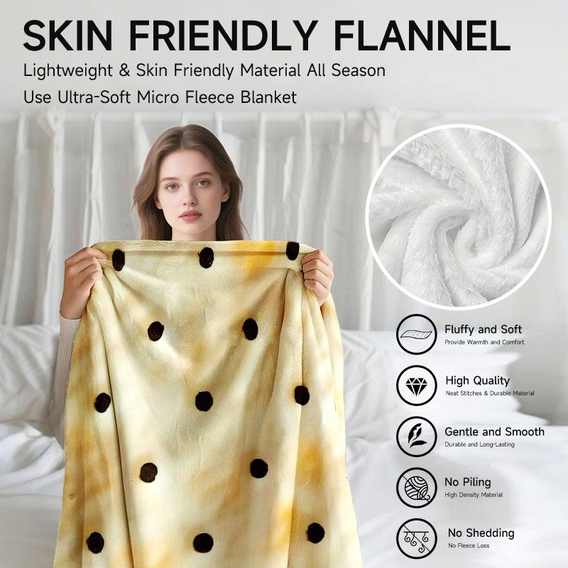 1 Piece Cookie-themed Beige Plush Blanket, Soft for Sofa, Bed, Office, All-season Use.
