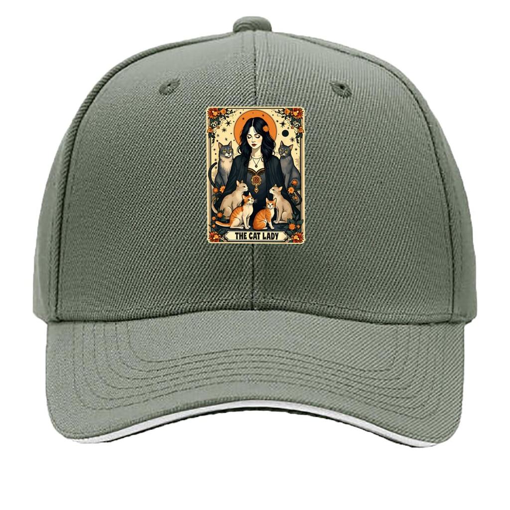 The Cat Lady Tarot Card Gothic Witchy Cats Sandwich Baseball Cap Unisex Women Sun Cap Outdoor Workouts Hat