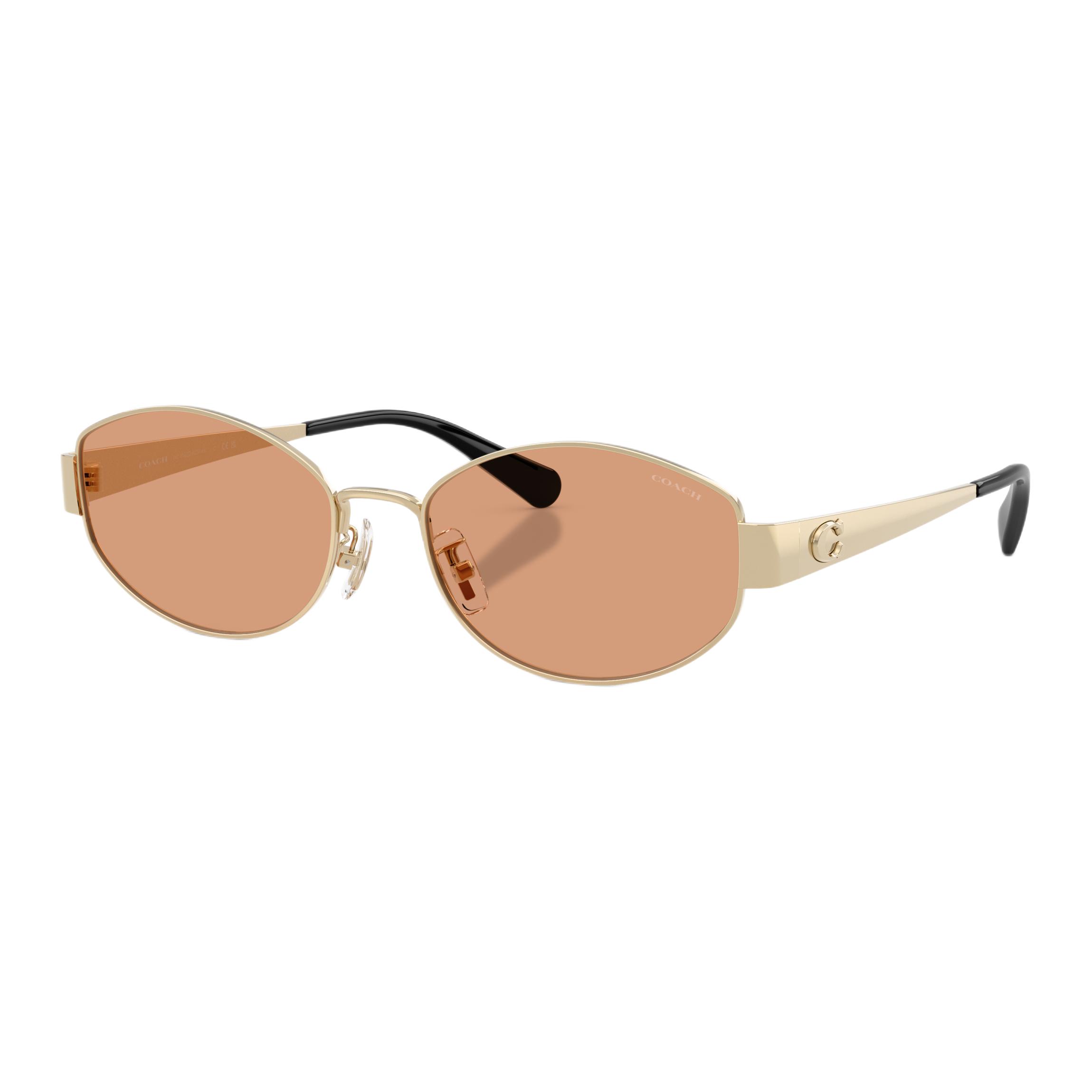 Coach 7192D C Logo Metal Irregular Shape Sunglasses Unisex sunglasses Gold 0HC7192D-900584 57,900584 Light Brown