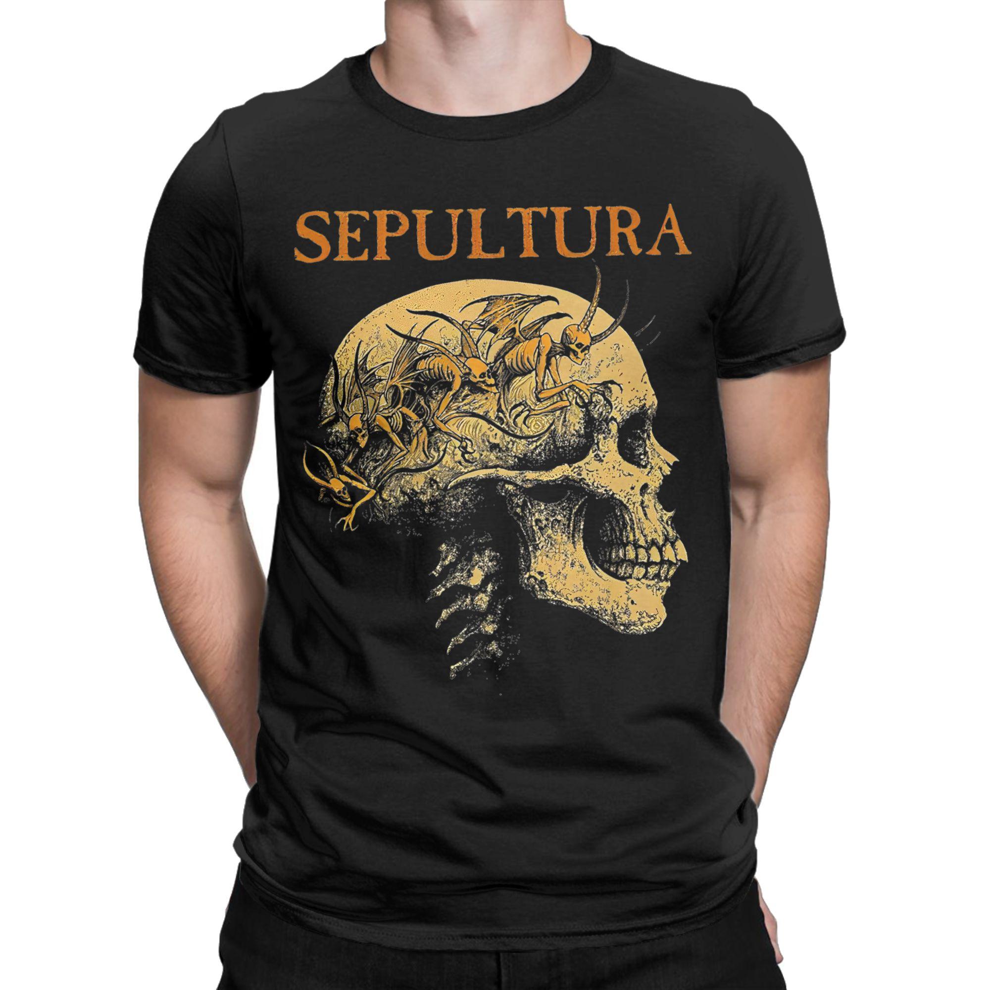 

Панк-рок группа Sepultura Футболка Унисекс 100% Хлопок Топы Харадзюку Круглый вырез Короткий рукав S