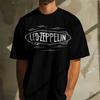 Černé tričko Led Zeppelin s bílým nápisem