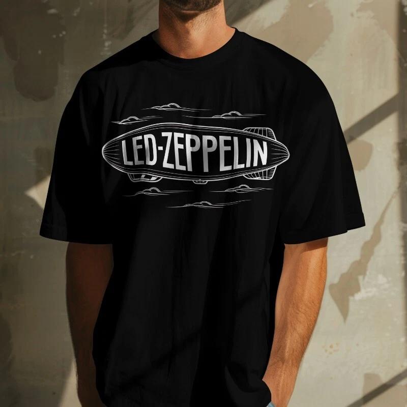 Led Zeppelin Black T Shirt With White Font 2XL