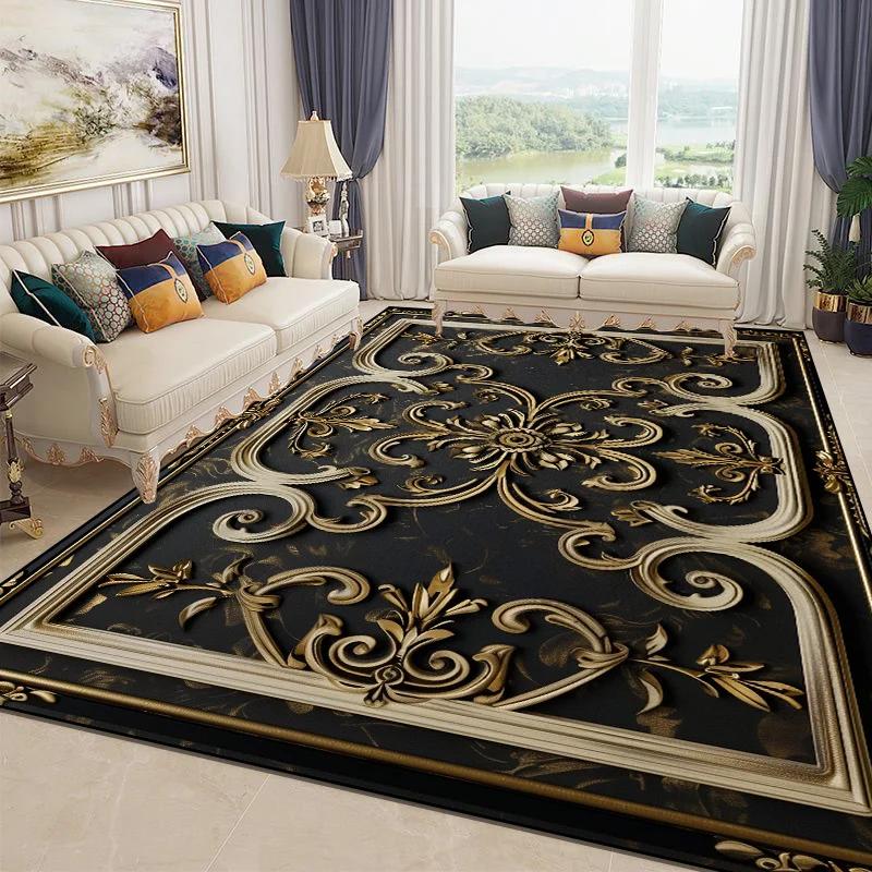 3D Nádherný květinový koberec pro obývací pokoj Luxusní bytová ložnice Dekorace Velkoplošné měkké koberce Protiskluzové rohožky do šatny Pratelné