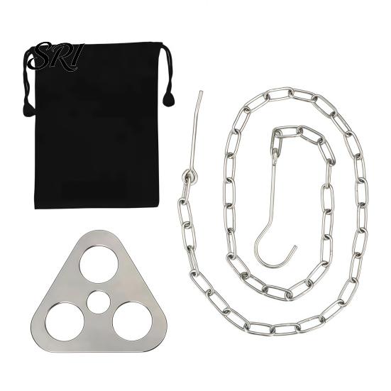 Campfire Tripod Plate Board with Chain, Turn Branches into Tripod, Stainless Corrosion-resistant Accessory Steel Support Plate, Portable Cooking