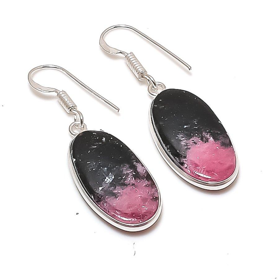 Natural Rhodonite Gemstone 925 Sterling Silver Jewelry Earring 1.62  AE-12242